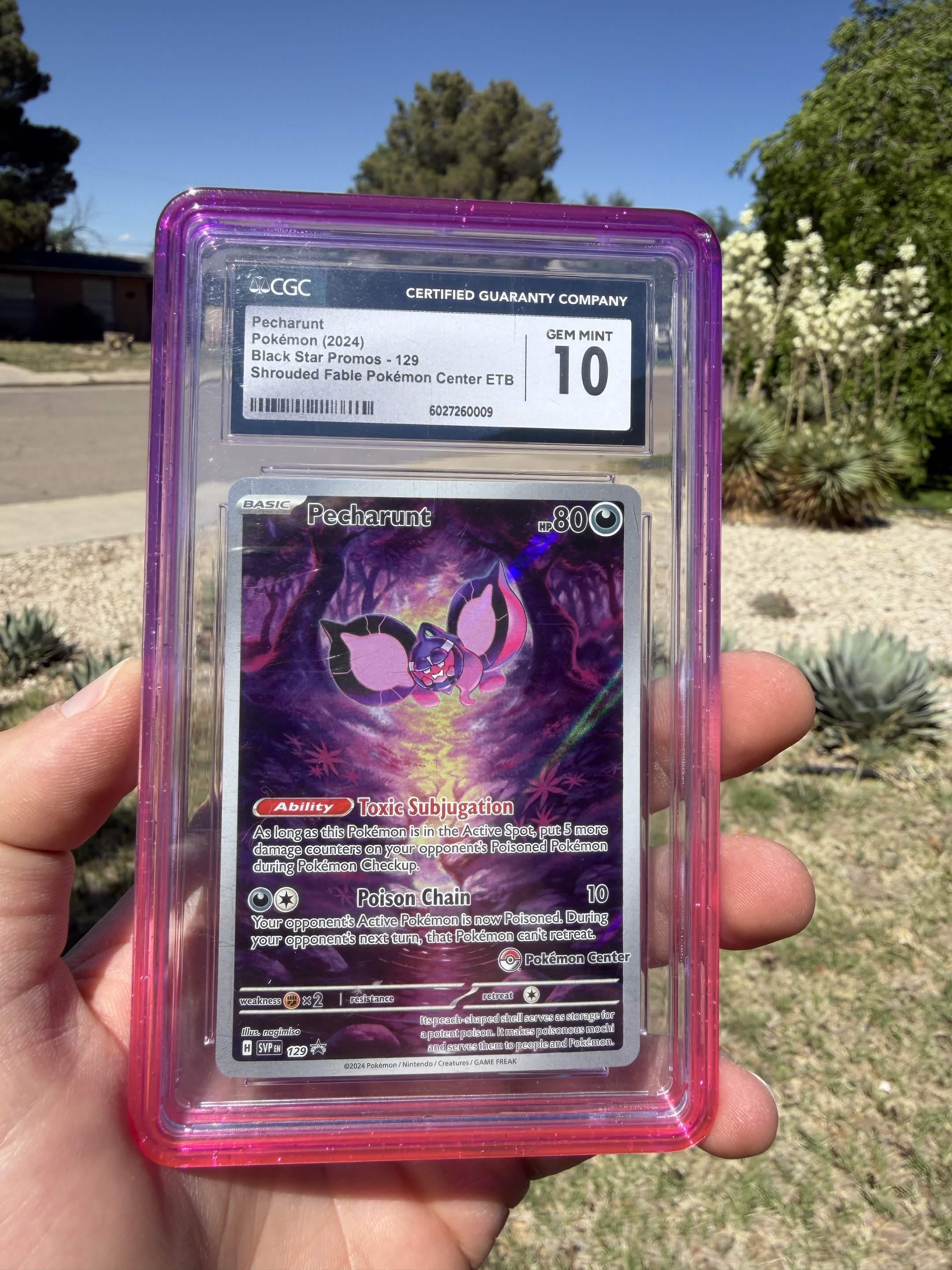 GravityGuard bumper on a graded Pecharunt card